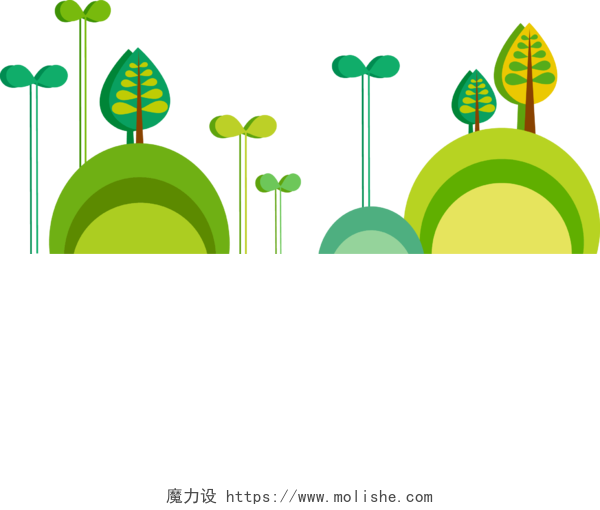 卡通抽象树林小草饰背景素材